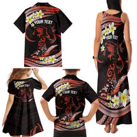 Personalised Tahiti Bora Bora Family Matching Tank Maxi Dress and Hawaiian Shirt Manta Rays With Polynesian Plumeria LT14 - Polynesian Pride