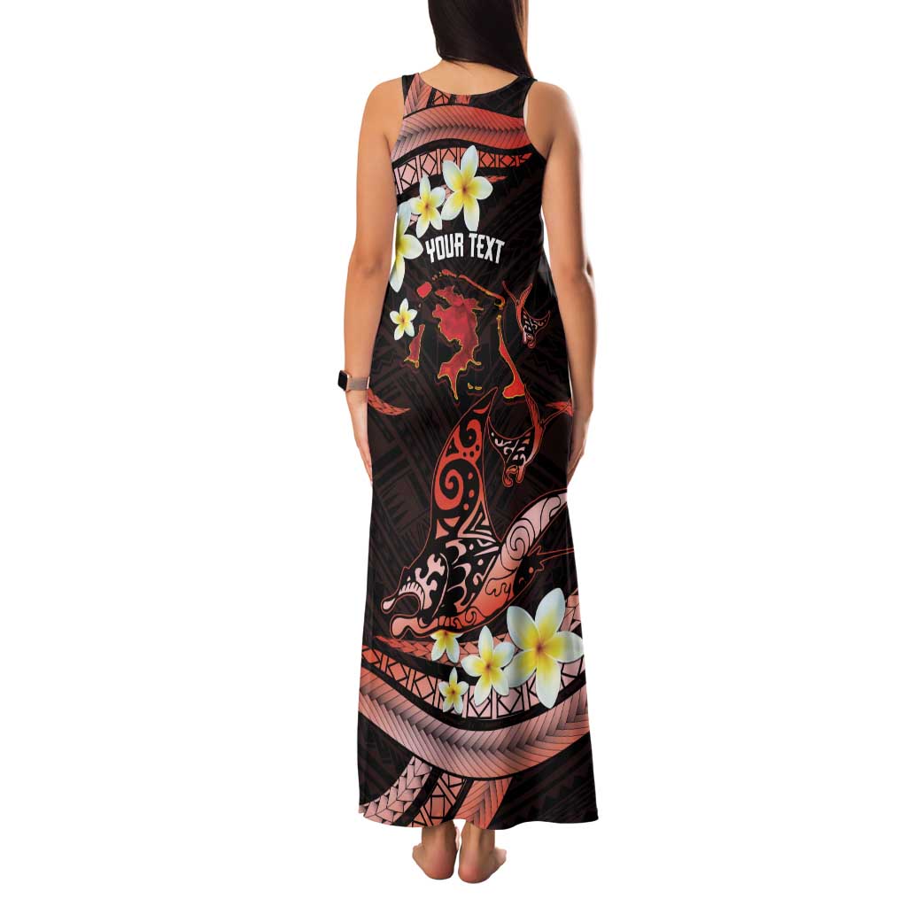 Personalised Tahiti Bora Bora Family Matching Tank Maxi Dress and Hawaiian Shirt Manta Rays With Polynesian Plumeria LT14 - Polynesian Pride