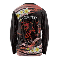 Personalised Tahiti Bora Bora Long Sleeve Shirt Manta Rays With Polynesian Plumeria LT14 - Polynesian Pride