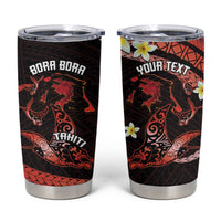 Personalised Tahiti Bora Bora Tumbler Cup Manta Rays With Polynesian Plumeria LT14 Red - Polynesian Pride