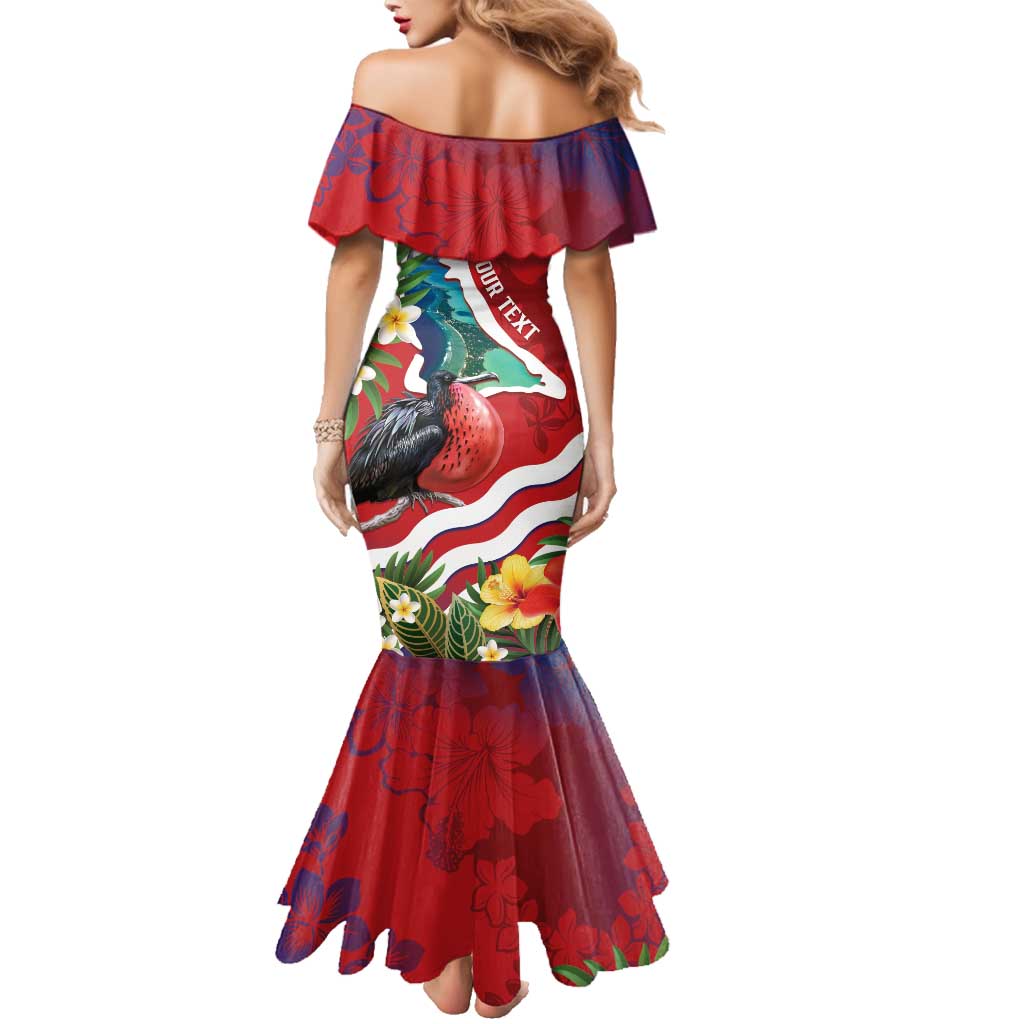 Personalised Kiribati Tarawa Atoll Family Matching Mermaid Dress and Hawaiian Shirt Frigate Bird With Map Tropical Style LT14 - Polynesian Pride