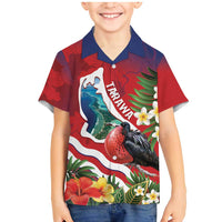Personalised Kiribati Tarawa Atoll Family Matching Mermaid Dress and Hawaiian Shirt Frigate Bird With Map Tropical Style LT14 Son's Shirt Red - Polynesian Pride