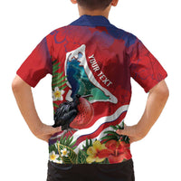 Personalised Kiribati Tarawa Atoll Family Matching Off Shoulder Short Dress and Hawaiian Shirt Frigate Bird With Map Tropical Style LT14 - Polynesian Pride