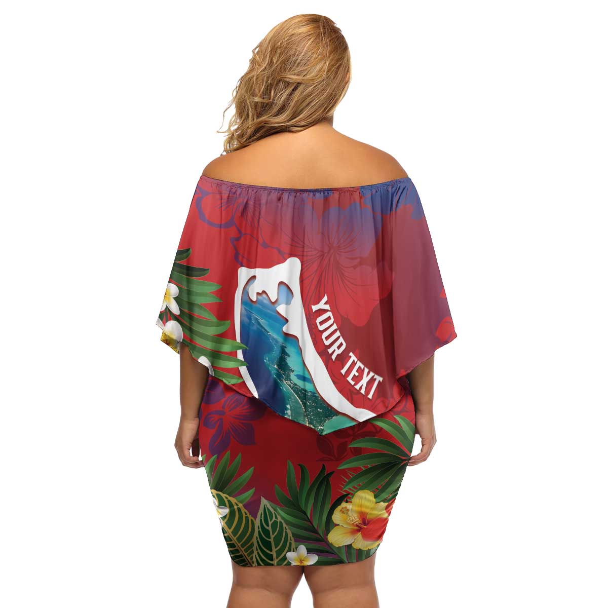 Personalised Kiribati Tarawa Atoll Family Matching Off Shoulder Short Dress and Hawaiian Shirt Frigate Bird With Map Tropical Style LT14 - Polynesian Pride