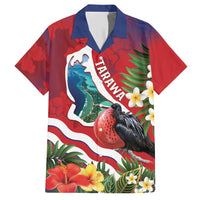 Personalised Kiribati Tarawa Atoll Family Matching Short Sleeve Bodycon Dress and Hawaiian Shirt Frigate Bird With Map Tropical Style LT14 Dad's Shirt - Short Sleeve Red - Polynesian Pride