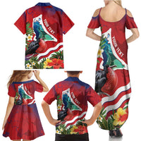 Personalised Kiribati Tarawa Atoll Family Matching Summer Maxi Dress and Hawaiian Shirt Frigate Bird With Map Tropical Style LT14 - Polynesian Pride
