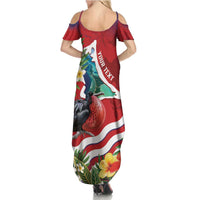 Personalised Kiribati Tarawa Atoll Family Matching Summer Maxi Dress and Hawaiian Shirt Frigate Bird With Map Tropical Style LT14 - Polynesian Pride