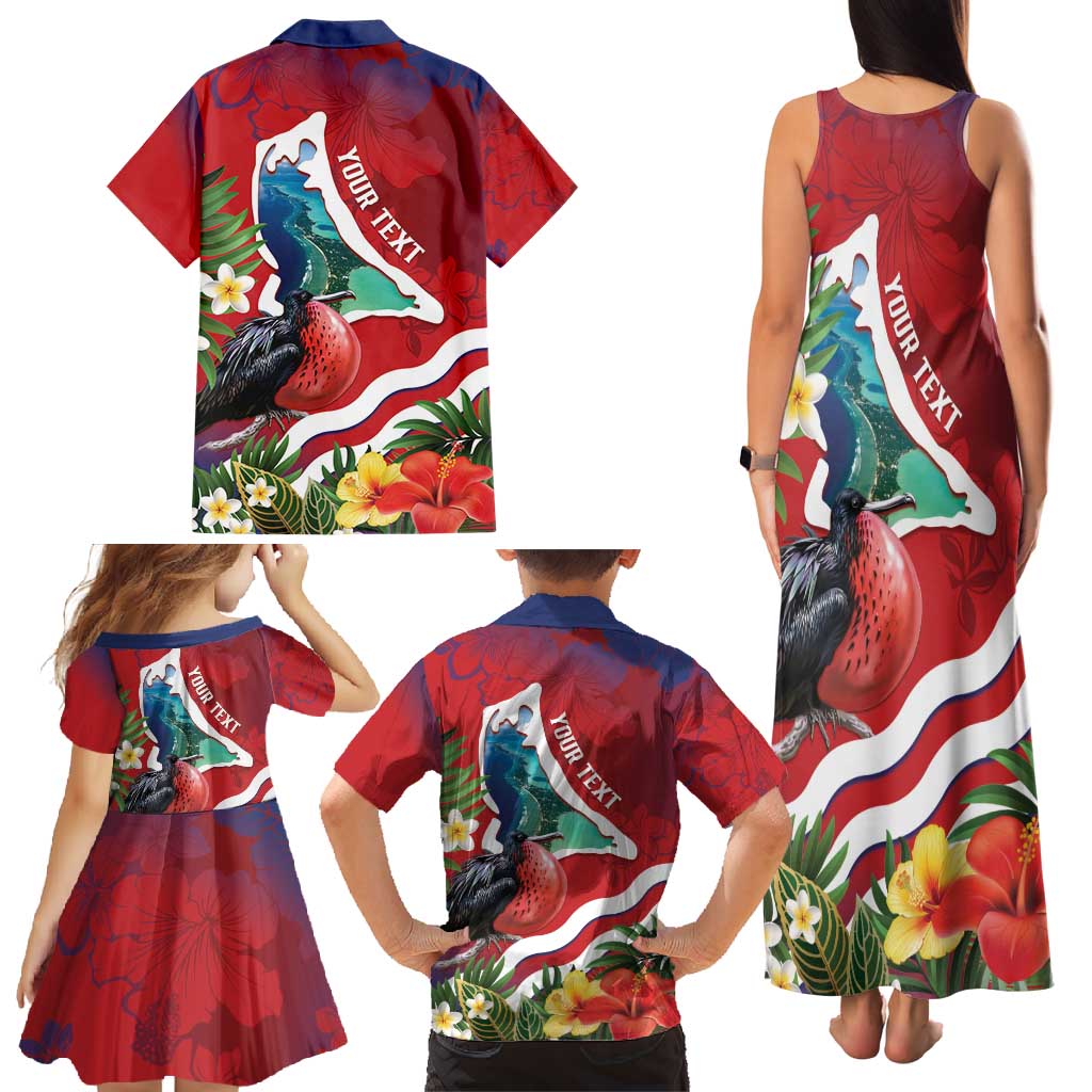 Personalised Kiribati Tarawa Atoll Family Matching Tank Maxi Dress and Hawaiian Shirt Frigate Bird With Map Tropical Style LT14 - Polynesian Pride