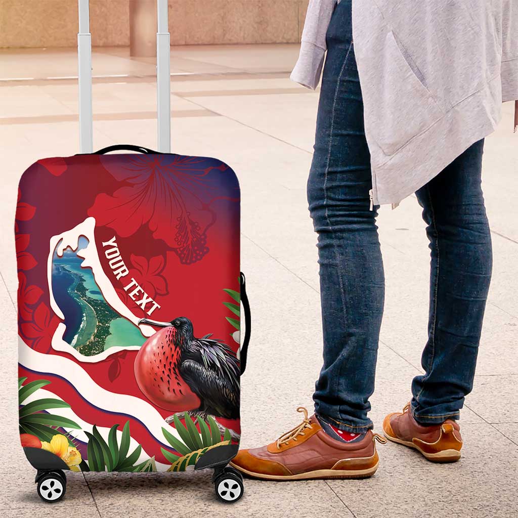 Personalised Kiribati Tarawa Atoll Luggage Cover Frigate Bird With Map Tropical Style LT14 Red - Polynesian Pride