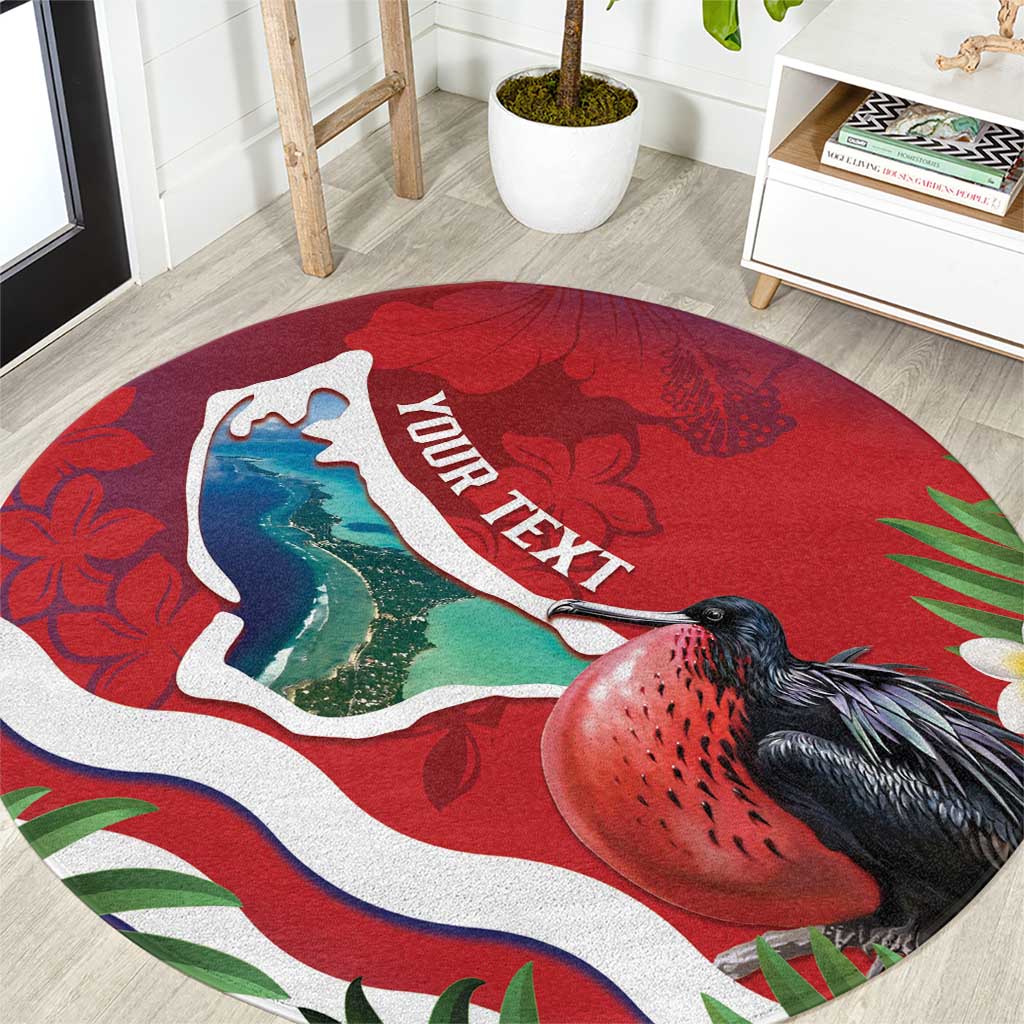 Personalised Kiribati Tarawa Atoll Round Carpet Frigate Bird With Map Tropical Style LT14 Red - Polynesian Pride