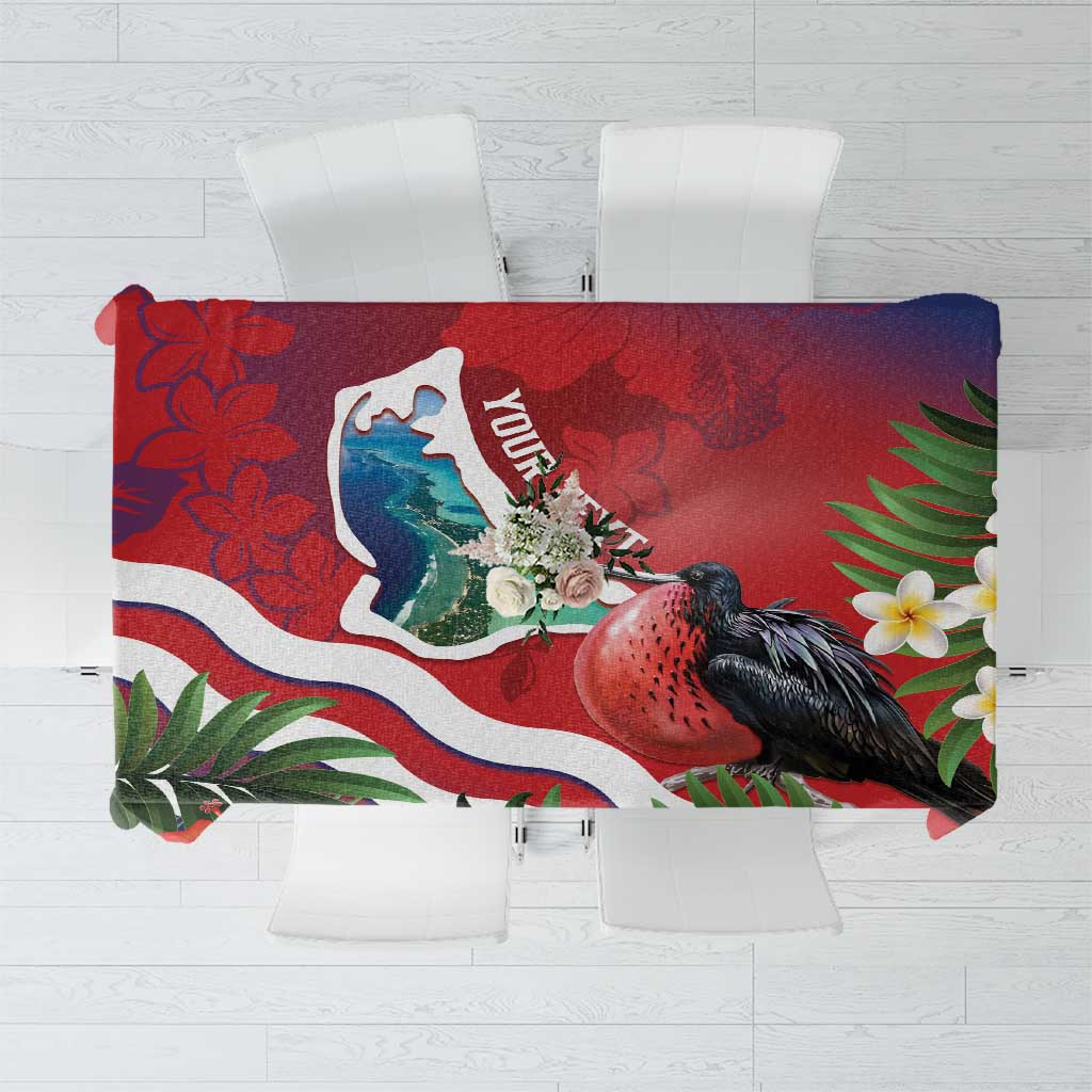 Personalised Kiribati Tarawa Atoll Tablecloth Frigate Bird With Map Tropical Style LT14 Red - Polynesian Pride