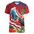 Personalised Kiribati Tarawa Atoll Women V-Neck T-Shirt Frigate Bird With Map Tropical Style