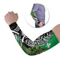 New Zealand and Ireland Rugby Custom Arm Sleeves Maori Tiki Fern Irish Celtic Cross LT14 Set of 2 Green - Polynesian Pride