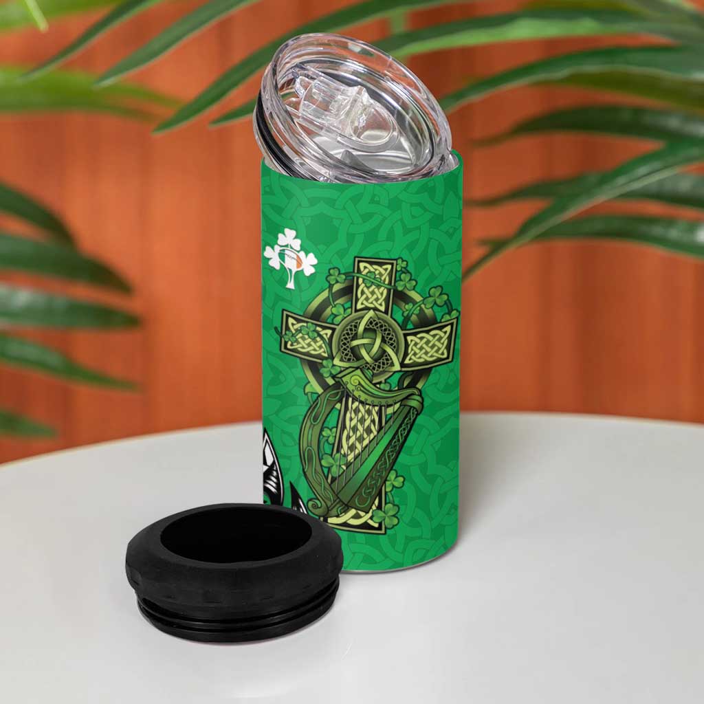 New Zealand and Ireland Rugby 4 in 1 Can Cooler Tumbler Maori Tiki Fern Irish Celtic Cross LT14 - Polynesian Pride