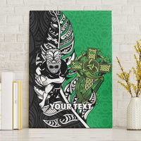 New Zealand and Ireland Rugby Custom Canvas Wall Art Maori Tiki Fern Irish Celtic Cross LT14 Without Frame Green - Polynesian Pride