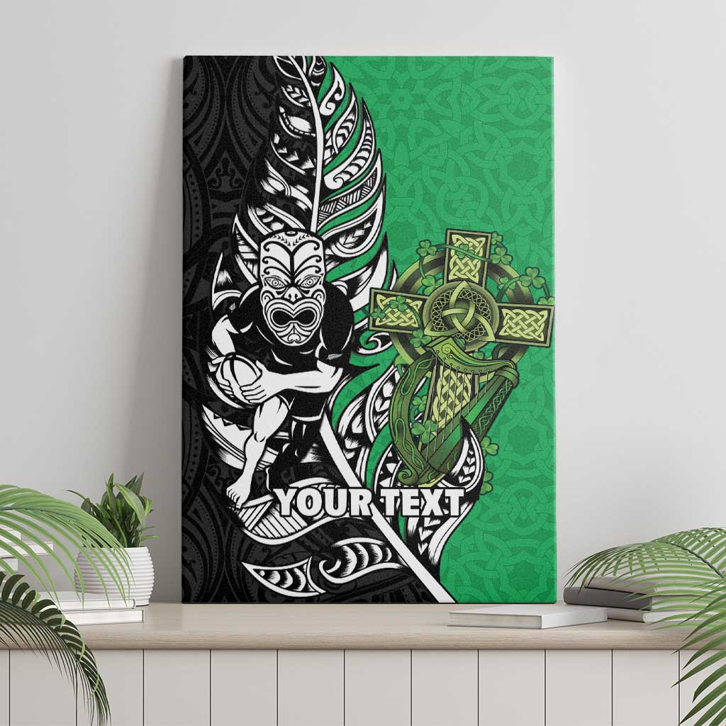 New Zealand and Ireland Rugby Custom Canvas Wall Art Maori Tiki Fern Irish Celtic Cross LT14 - Polynesian Pride