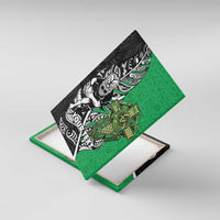 New Zealand and Ireland Rugby Custom Canvas Wall Art Maori Tiki Fern Irish Celtic Cross LT14 With Frame Green - Polynesian Pride