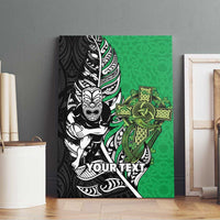 New Zealand and Ireland Rugby Custom Canvas Wall Art Maori Tiki Fern Irish Celtic Cross LT14 - Polynesian Pride