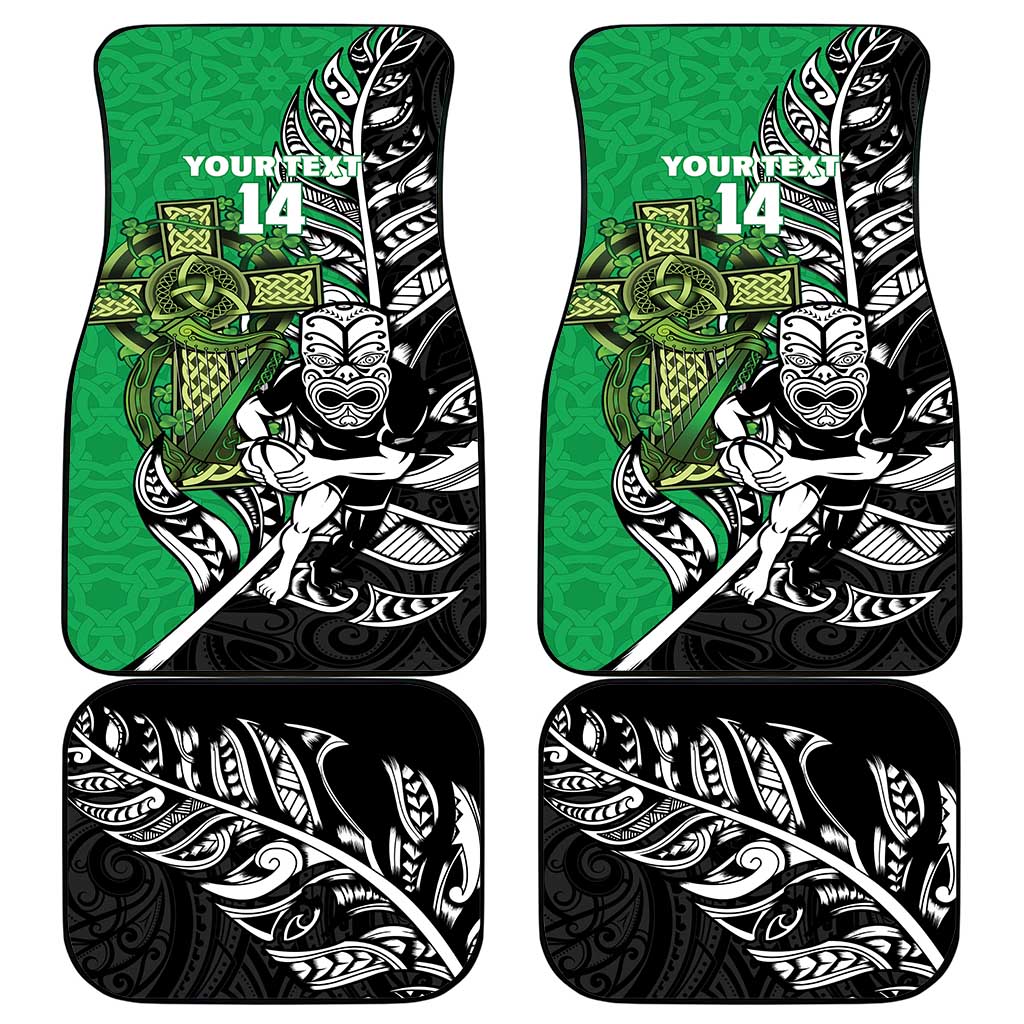 New Zealand and Ireland Rugby Custom Car Mats Maori Tiki Fern Irish Celtic Cross LT14 - Polynesian Pride