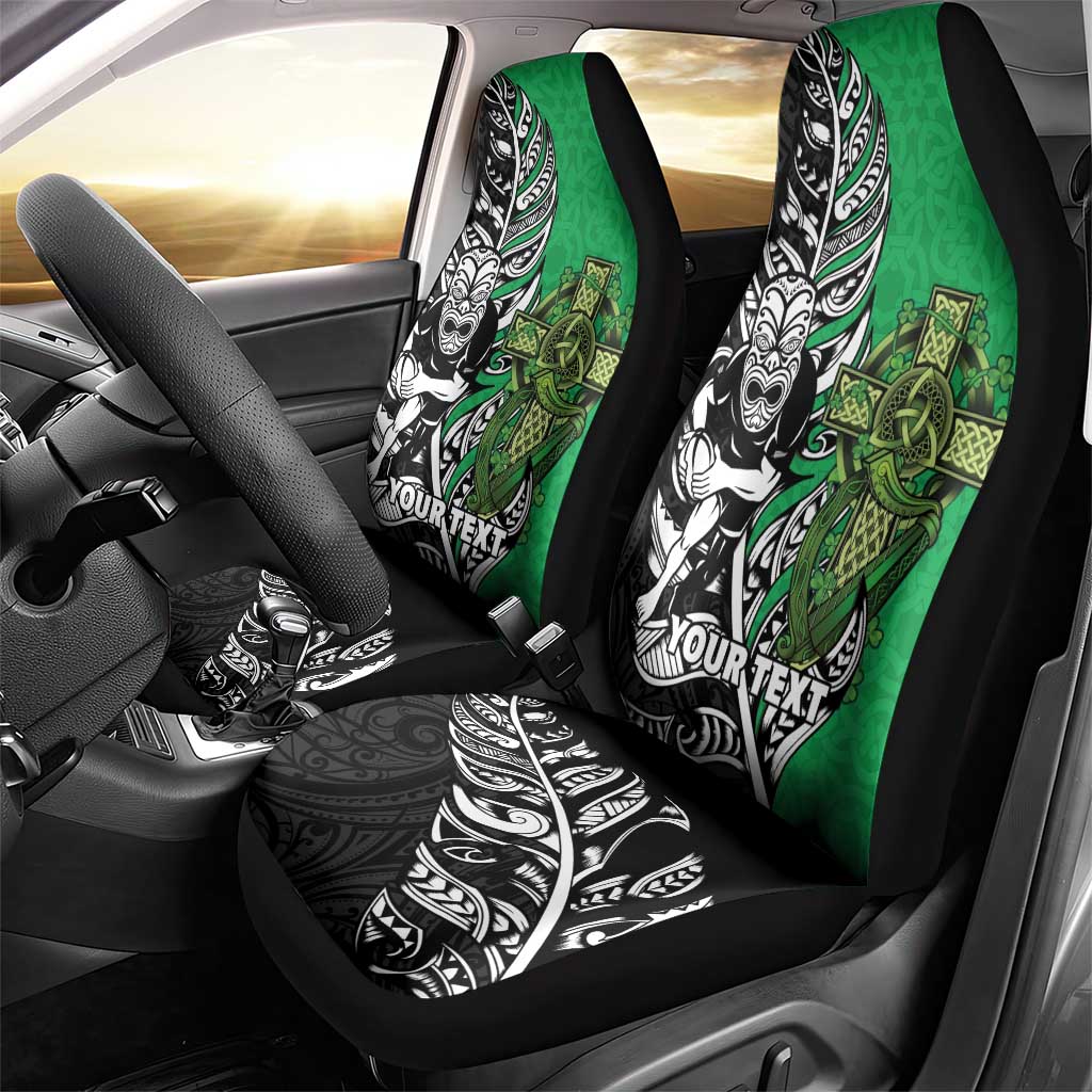 New Zealand and Ireland Rugby Custom Car Seat Cover Maori Tiki Fern Irish Celtic Cross LT14 - Polynesian Pride