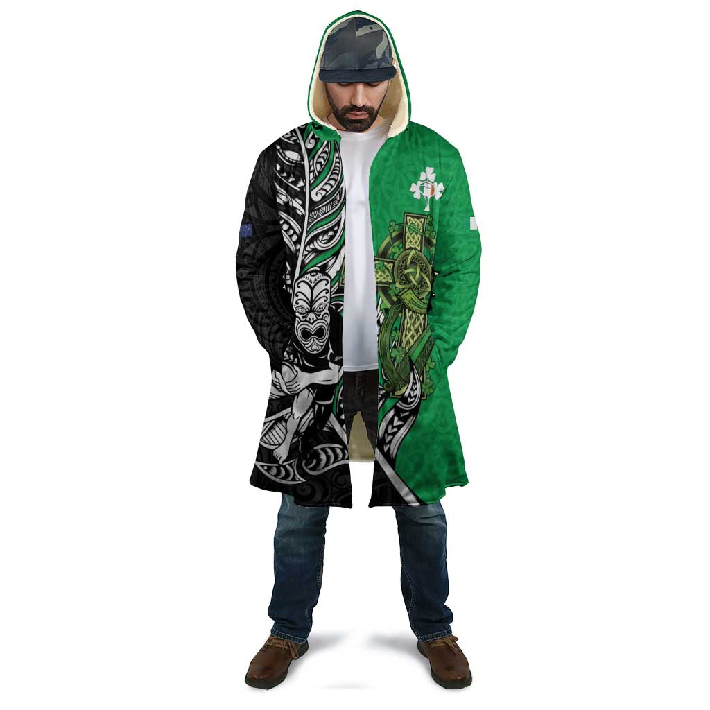 New Zealand and Ireland Rugby Custom Cloak Maori Tiki Fern Irish Celtic Cross LT14 - Polynesian Pride