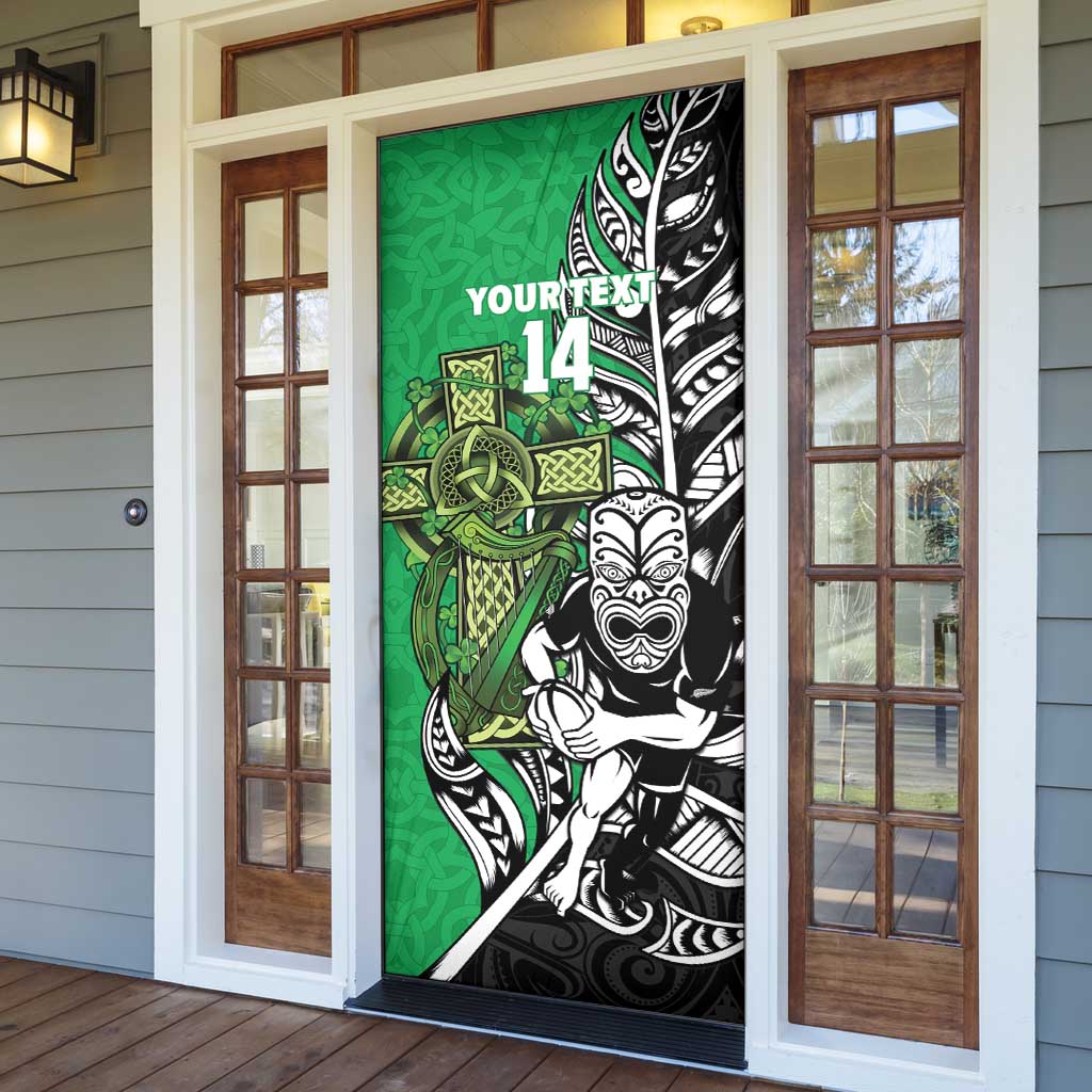 New Zealand and Ireland Rugby Custom Door Cover Maori Tiki Fern Irish Celtic Cross LT14 - Polynesian Pride