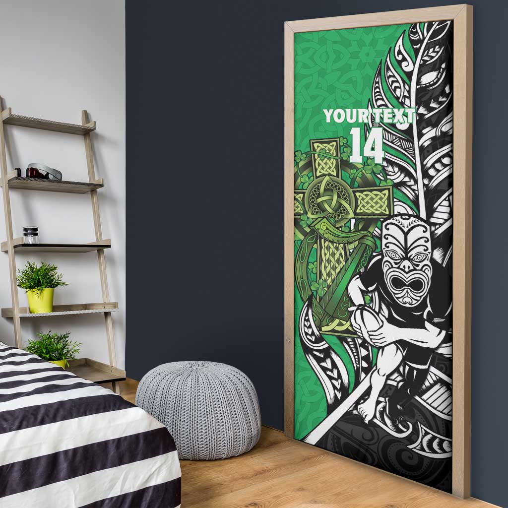 New Zealand and Ireland Rugby Custom Door Cover Maori Tiki Fern Irish Celtic Cross LT14 - Polynesian Pride