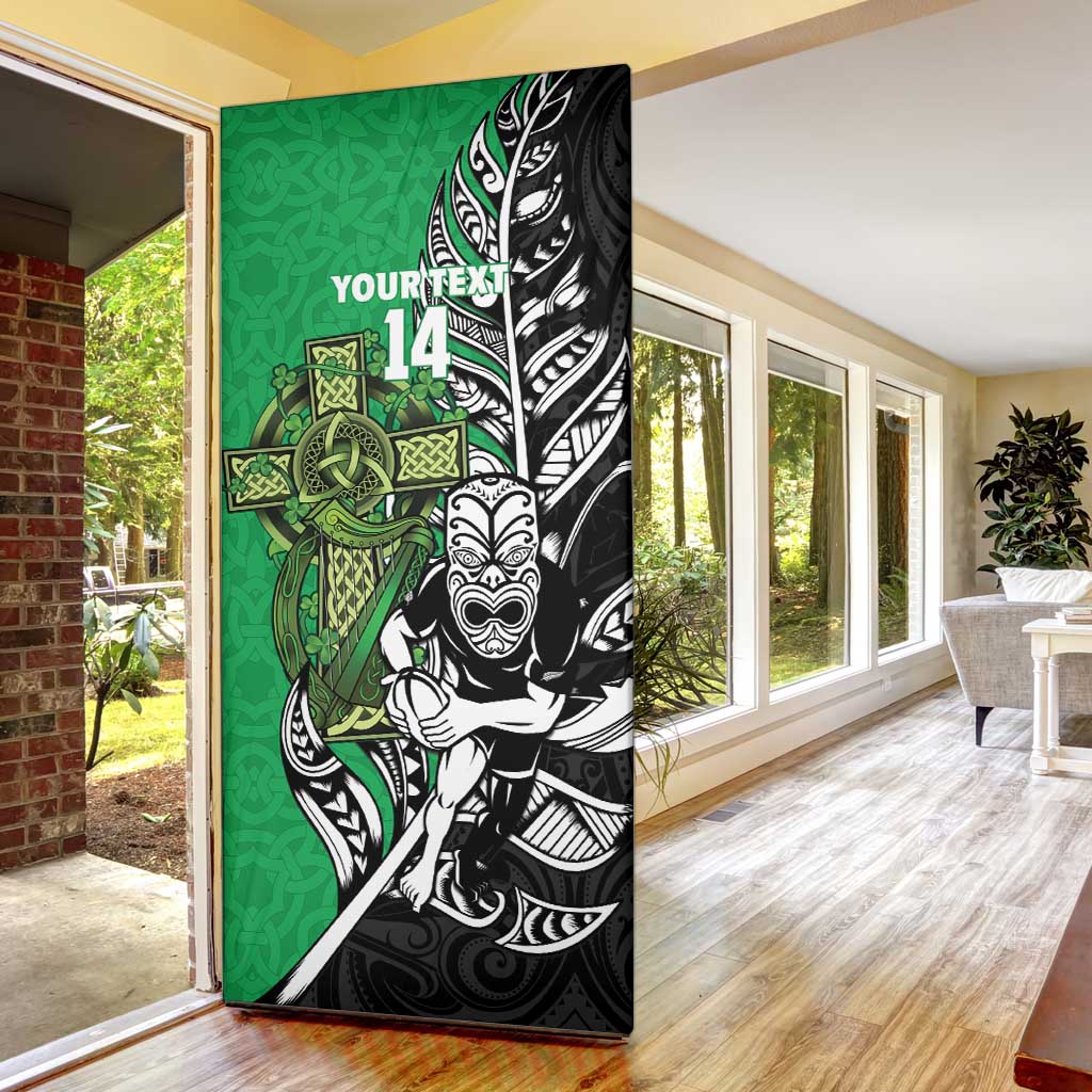 New Zealand and Ireland Rugby Custom Door Cover Maori Tiki Fern Irish Celtic Cross LT14 - Polynesian Pride