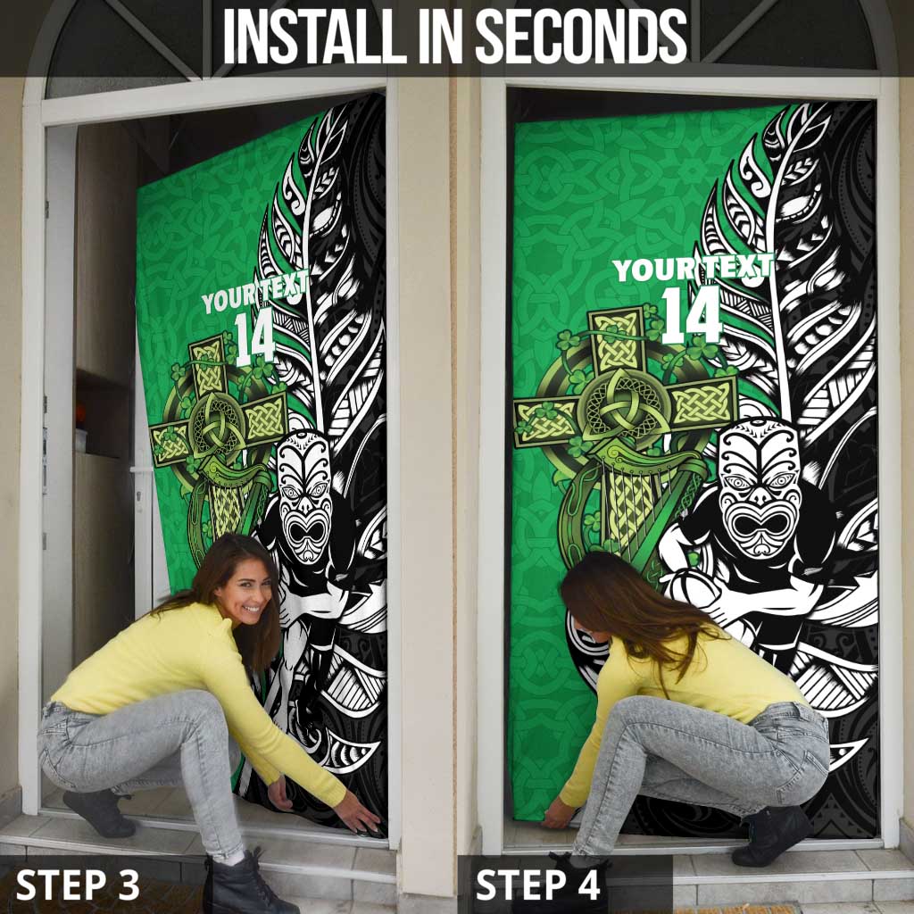 New Zealand and Ireland Rugby Custom Door Cover Maori Tiki Fern Irish Celtic Cross LT14 - Polynesian Pride