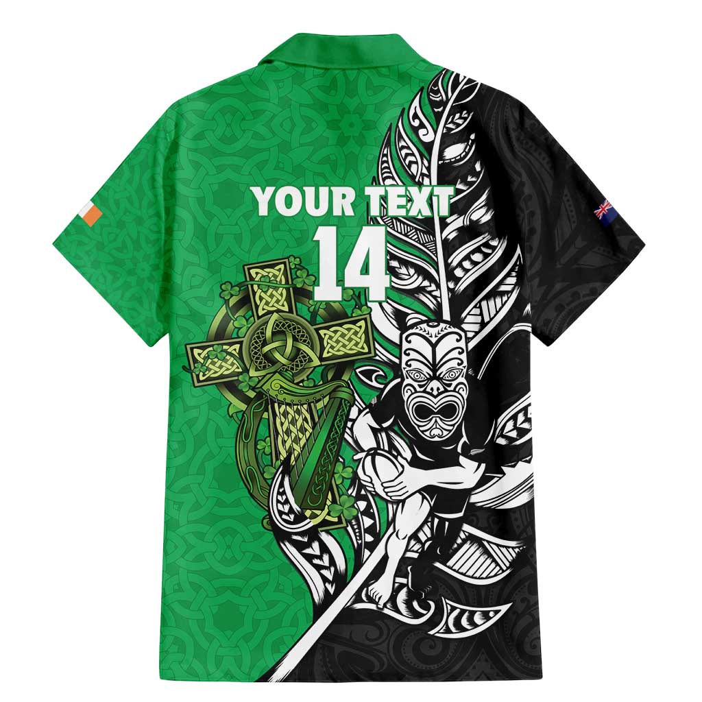 New Zealand and Ireland Rugby Custom Family Matching Mermaid Dress and Hawaiian Shirt Maori Tiki Fern Irish Celtic Cross LT14 - Polynesian Pride