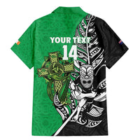 New Zealand and Ireland Rugby Custom Family Matching Mermaid Dress and Hawaiian Shirt Maori Tiki Fern Irish Celtic Cross LT14 - Polynesian Pride