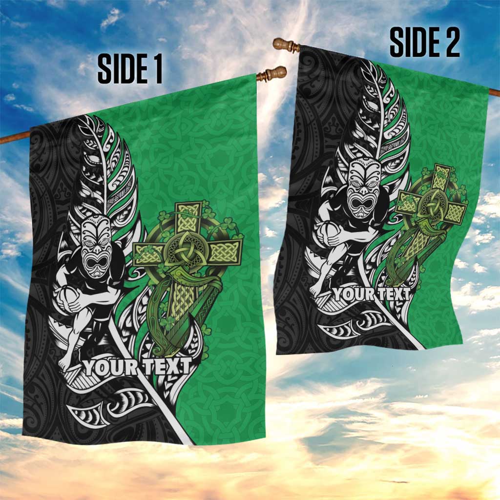 New Zealand and Ireland Rugby Custom Garden Flag Maori Tiki Fern Irish Celtic Cross LT14 - Polynesian Pride
