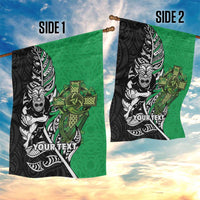 New Zealand and Ireland Rugby Custom Garden Flag Maori Tiki Fern Irish Celtic Cross LT14 - Polynesian Pride