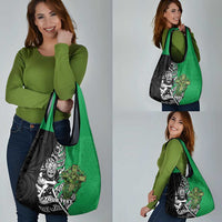 New Zealand and Ireland Rugby Custom Grocery Bag Maori Tiki Fern Irish Celtic Cross LT14 - Polynesian Pride