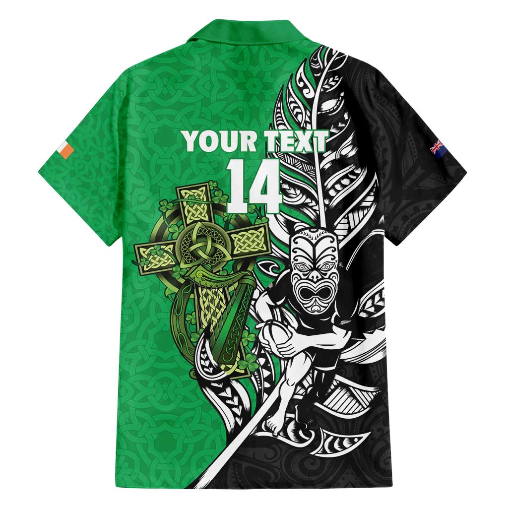 New Zealand and Ireland Rugby Custom Hawaiian Shirt Maori Tiki Fern Irish Celtic Cross LT14 - Polynesian Pride