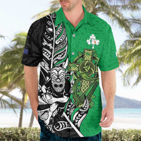 New Zealand and Ireland Rugby Custom Hawaiian Shirt Maori Tiki Fern Irish Celtic Cross LT14 - Polynesian Pride