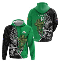 New Zealand and Ireland Rugby Custom Hoodie Maori Tiki Fern Irish Celtic Cross LT14 - Polynesian Pride