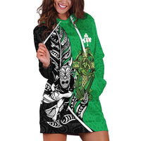 New Zealand and Ireland Rugby Custom Hoodie Dress Maori Tiki Fern Irish Celtic Cross LT14 Green - Polynesian Pride