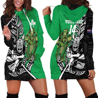 New Zealand and Ireland Rugby Custom Hoodie Dress Maori Tiki Fern Irish Celtic Cross LT14 - Polynesian Pride