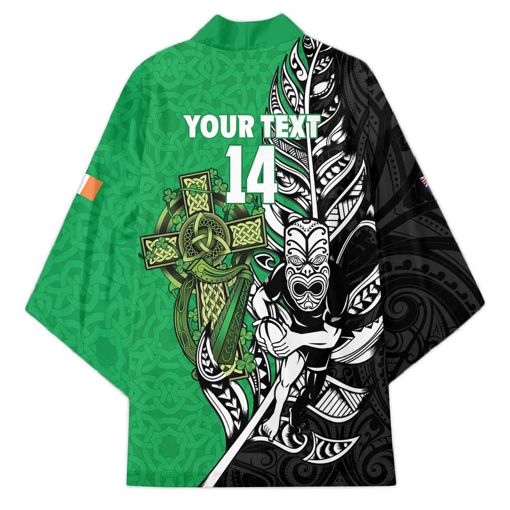 New Zealand and Ireland Rugby Custom Kimono Maori Tiki Fern Irish Celtic Cross LT14 - Polynesian Pride