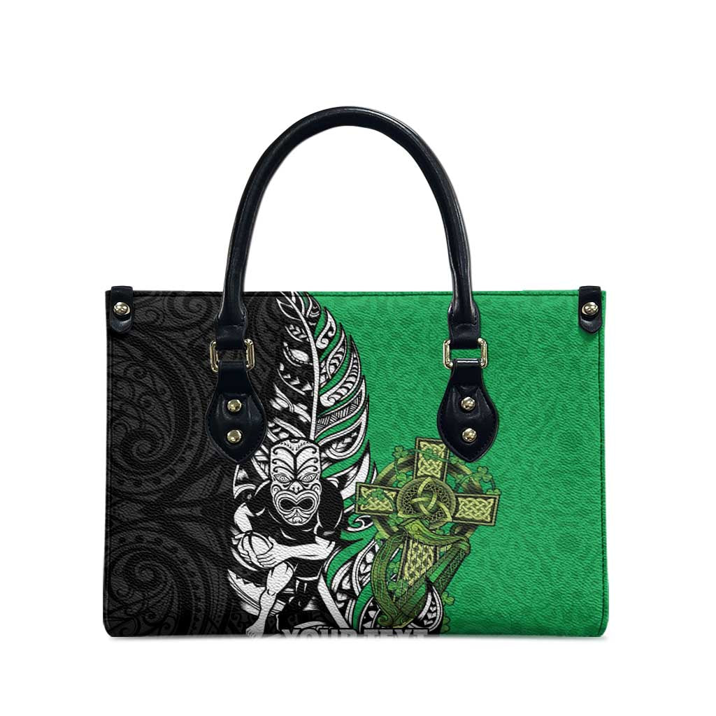 New Zealand and Ireland Rugby Custom Leather Bag Maori Tiki Fern Irish Celtic Cross LT14 - Polynesian Pride