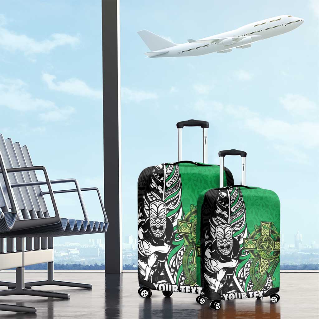 New Zealand and Ireland Rugby Custom Luggage Cover Maori Tiki Fern Irish Celtic Cross LT14 - Polynesian Pride