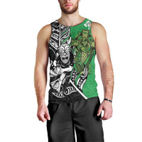 New Zealand and Ireland Rugby Custom Men Tank Top Maori Tiki Fern Irish Celtic Cross LT14 - Polynesian Pride