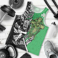 New Zealand and Ireland Rugby Custom Men Tank Top Maori Tiki Fern Irish Celtic Cross LT14 - Polynesian Pride