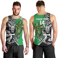 New Zealand and Ireland Rugby Custom Men Tank Top Maori Tiki Fern Irish Celtic Cross LT14 - Polynesian Pride