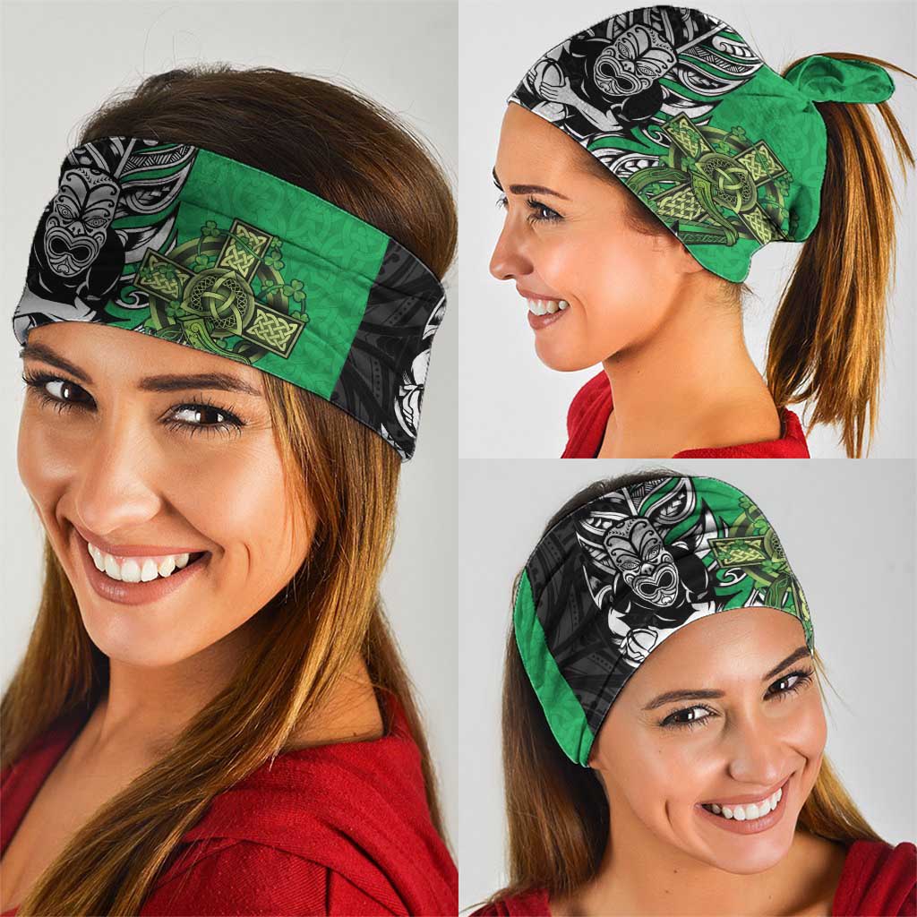New Zealand and Ireland Rugby Custom Neck Gaiter Maori Tiki Fern Irish Celtic Cross LT14 - Polynesian Pride