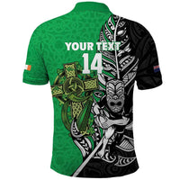 New Zealand and Ireland Rugby Custom Polo Shirt Maori Tiki Fern Irish Celtic Cross LT14 - Polynesian Pride