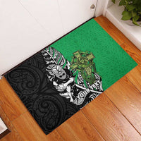New Zealand and Ireland Rugby Custom Rubber Doormat Maori Tiki Fern Irish Celtic Cross - Polynesian Pride