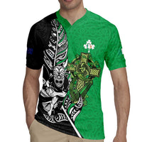 New Zealand and Ireland Rugby Custom Rugby Jersey Maori Tiki Fern Irish Celtic Cross LT14 - Polynesian Pride