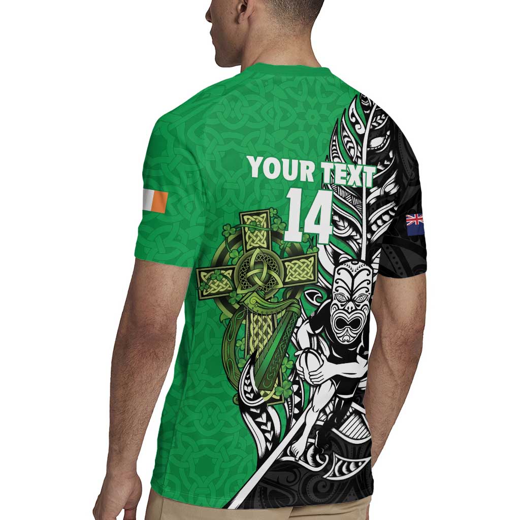 New Zealand and Ireland Rugby Custom Rugby Jersey Maori Tiki Fern Irish Celtic Cross LT14 - Polynesian Pride